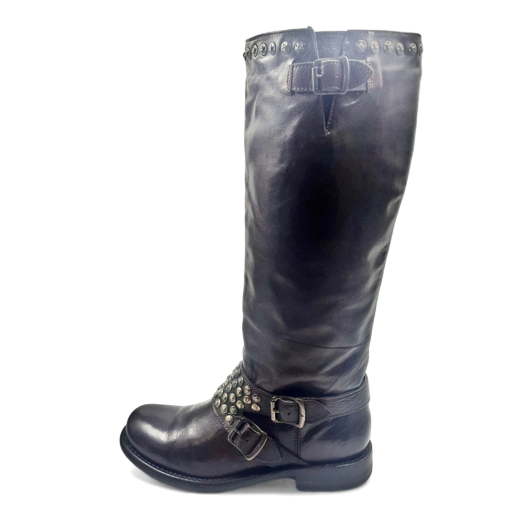 FRYE Studded Tall Dark Brown Boho Cottage Distressed Biker Grunge 8 M - Picture 8 of 16